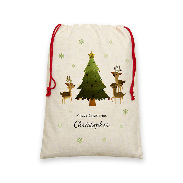 Personalised Christmas Reindeer Family Santa Sack