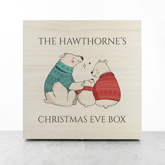 Personalised Polar Bear Wooden Christmas Eve Box