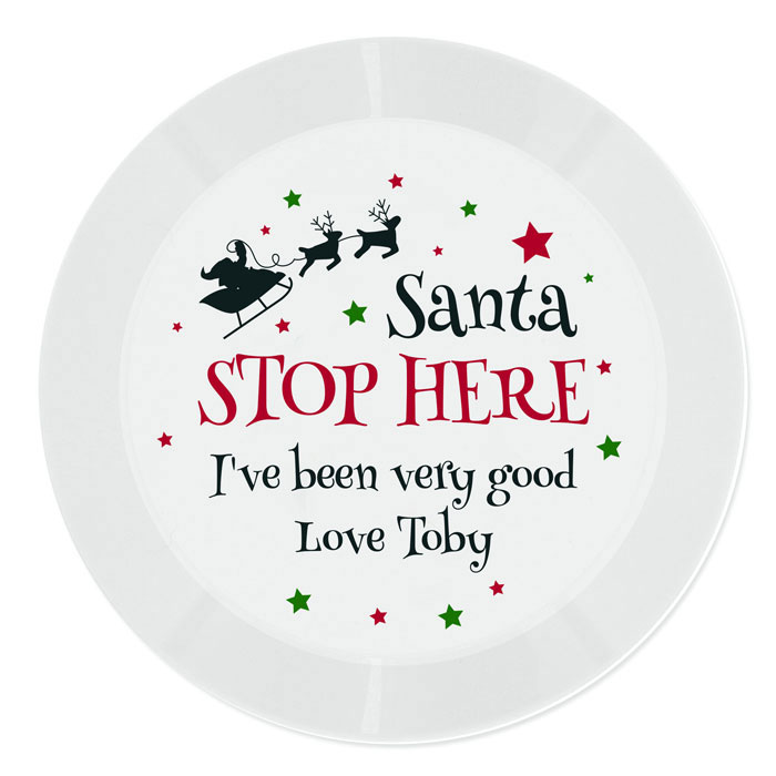 Personalised Santa Stop Here Plastic Mince Pie Plate