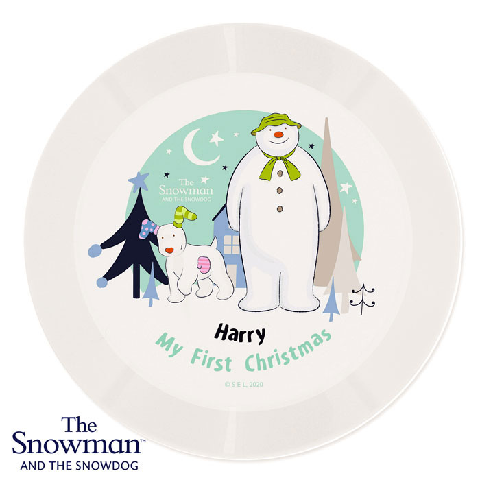 Personalised The Snowman and the Snowdog Plastic Plate