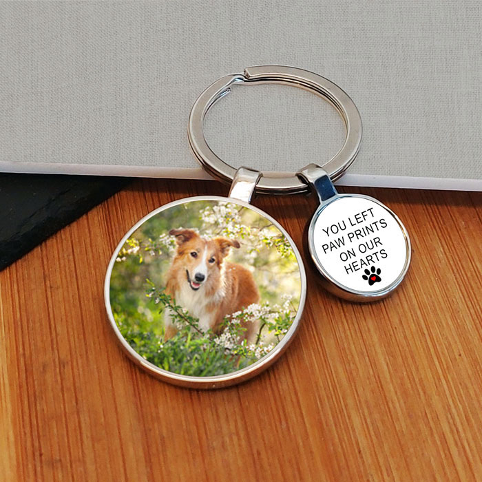 Pet Memorial Charm Photo Key Ring