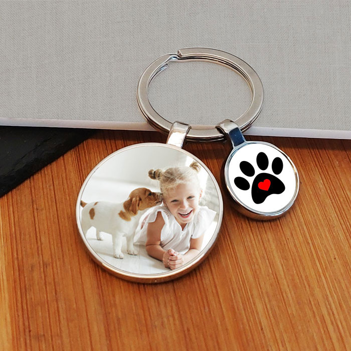 Pawprint Charm Photo Key Ring For Pet Owners