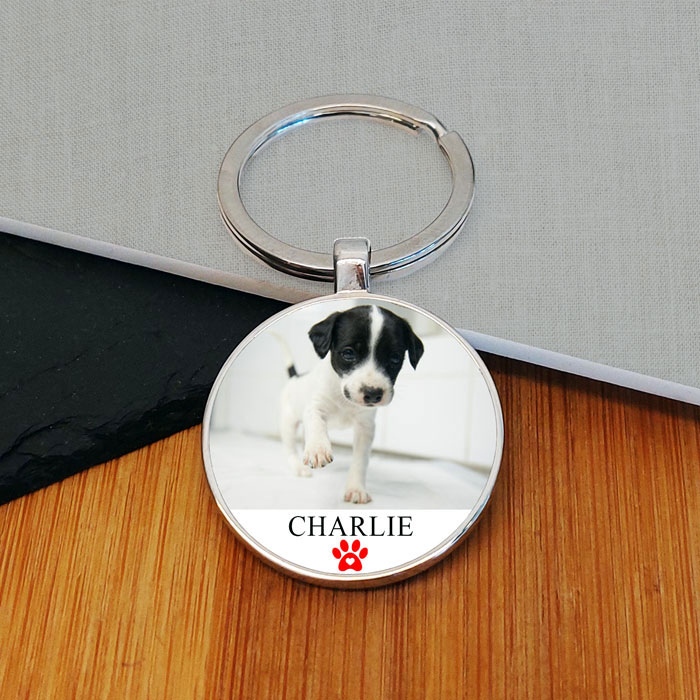 Personalised Pet Photo Upload and Text Key Ring