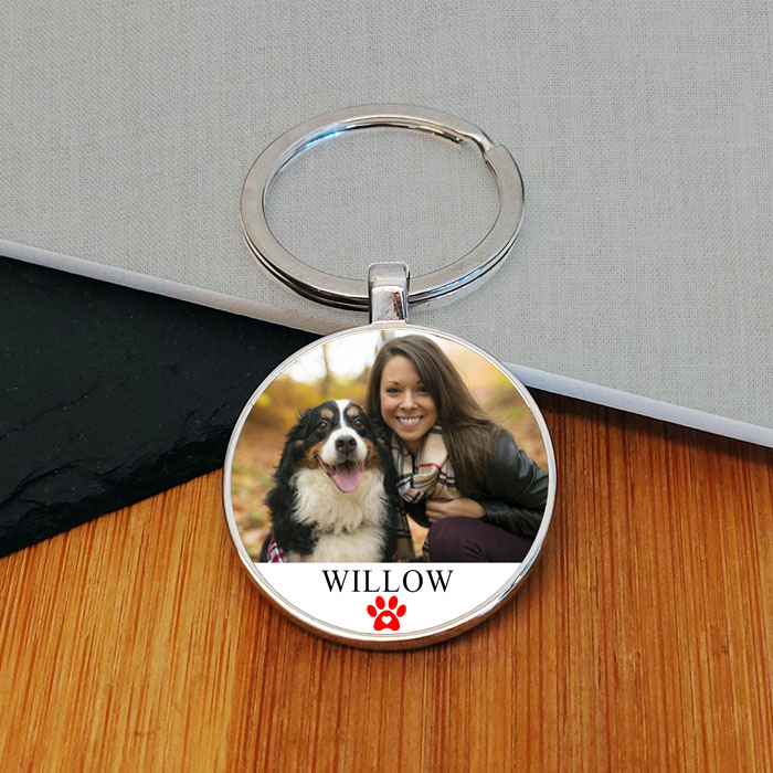 Personalised Pet Photo Upload and Text Key Ring