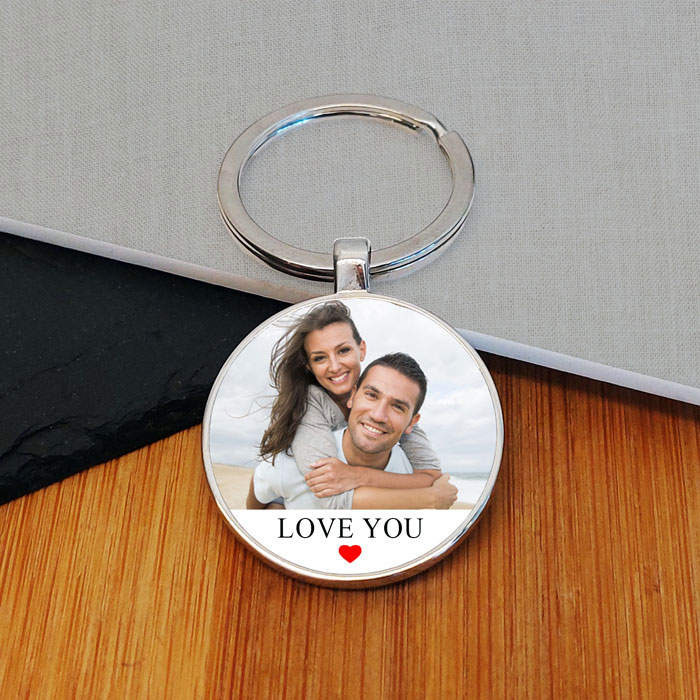Personalised Photo Upload and Text Key Ring