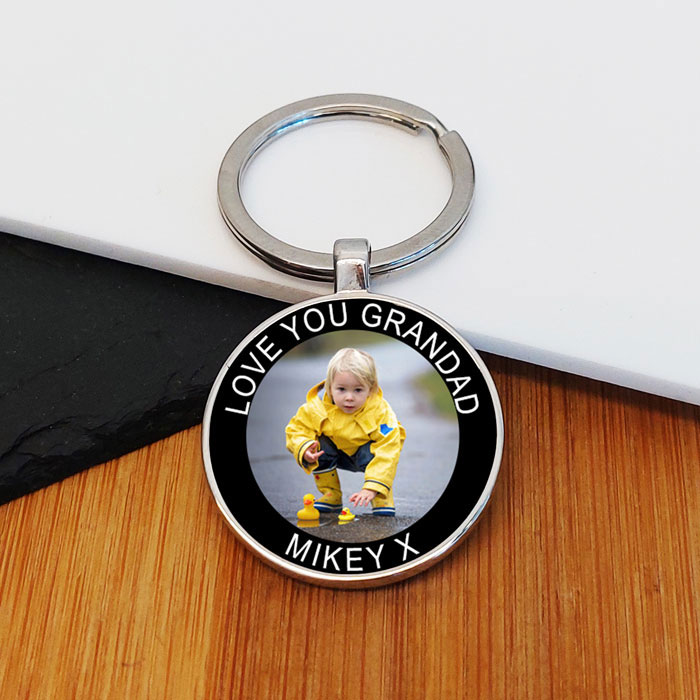 Personalised Photo Upload and Message Round Key Ring