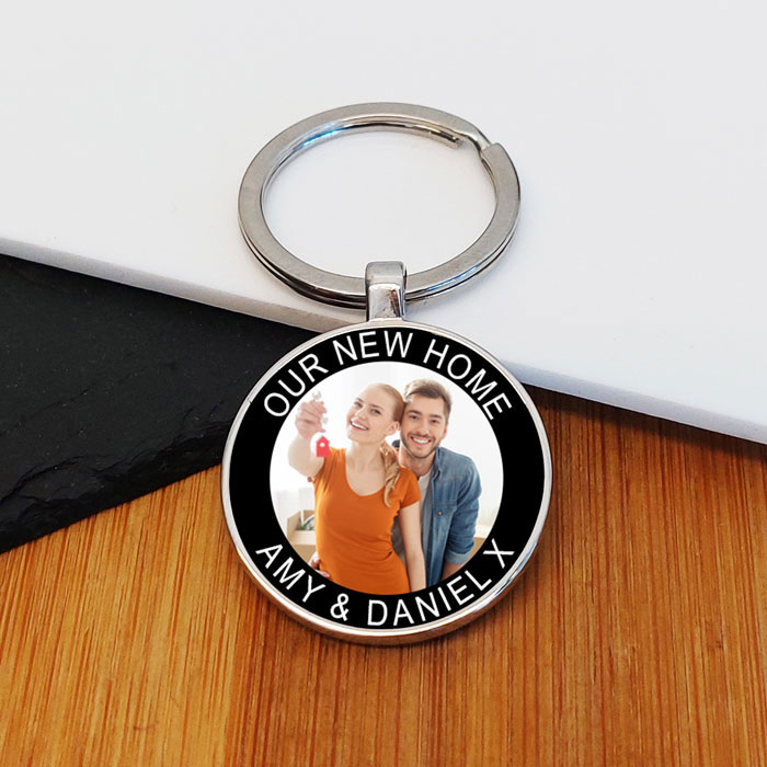 Personalised Photo Upload and Message Round Key Ring