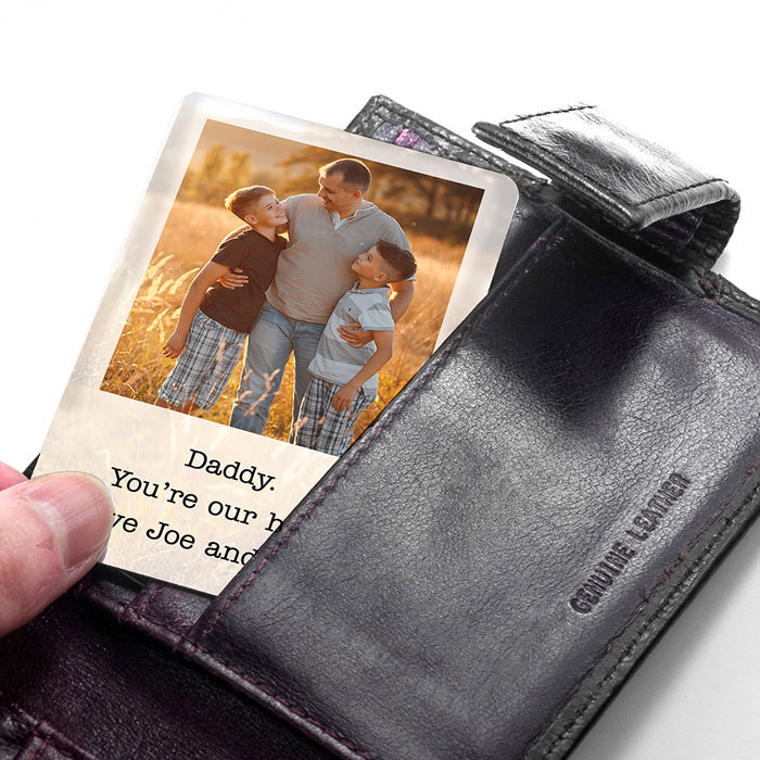 Dads Engraved Photo Upload Wallet Metal Keepsake Card