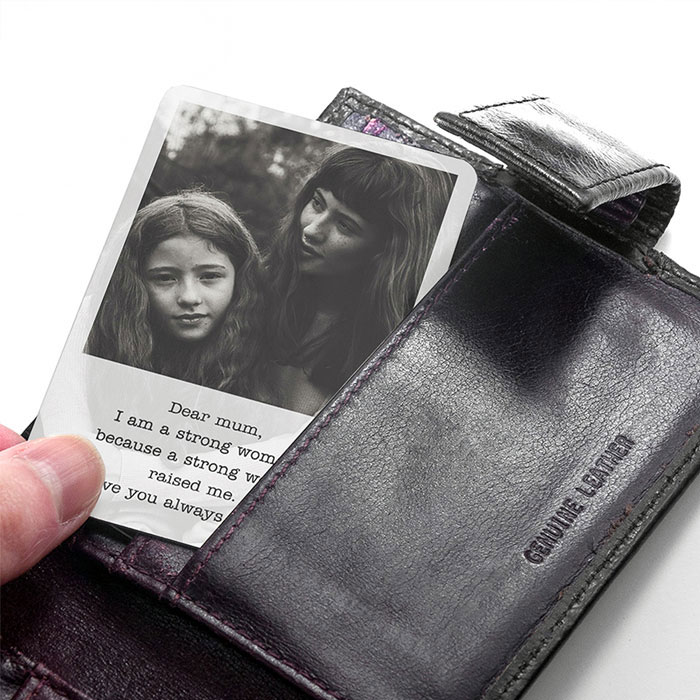 Mums Engraved Photo Upload Wallet Metal Keepsake Card