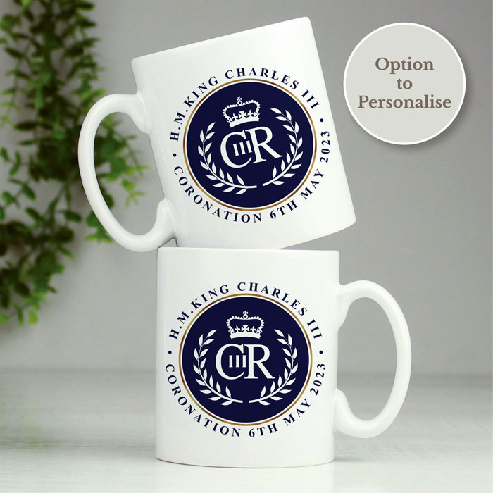 Personalised King Charles III Blue Crest Coronation Mug