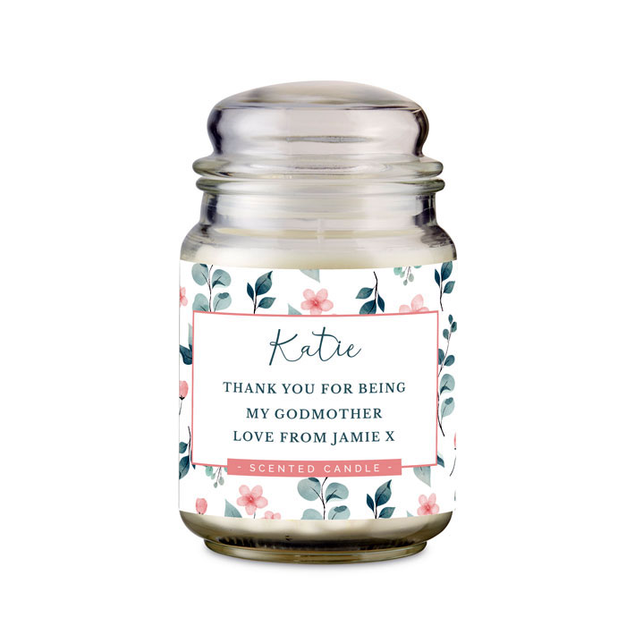 Personalised Floral Large Vanilla Scented Jar Candle