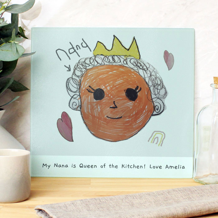 Personalised Childrens Drawing Glass Chopping Board