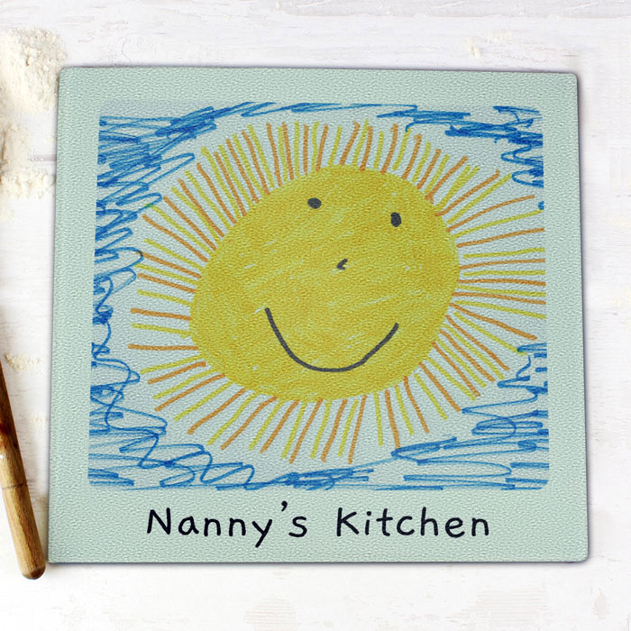 Personalised Childrens Drawing Glass Chopping Board