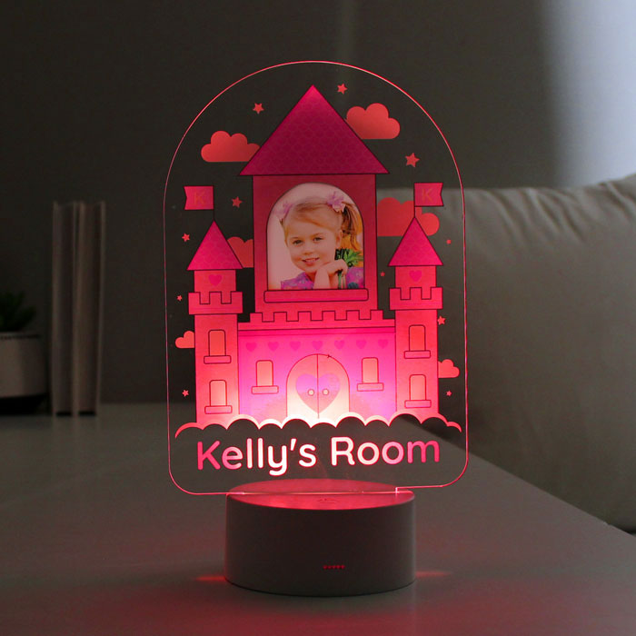 Personalised Pink Castle Photo Upload LED Light
