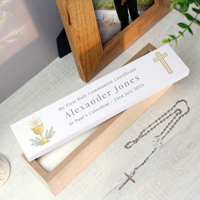 Personalised First Communion Wooden Certificate Holder