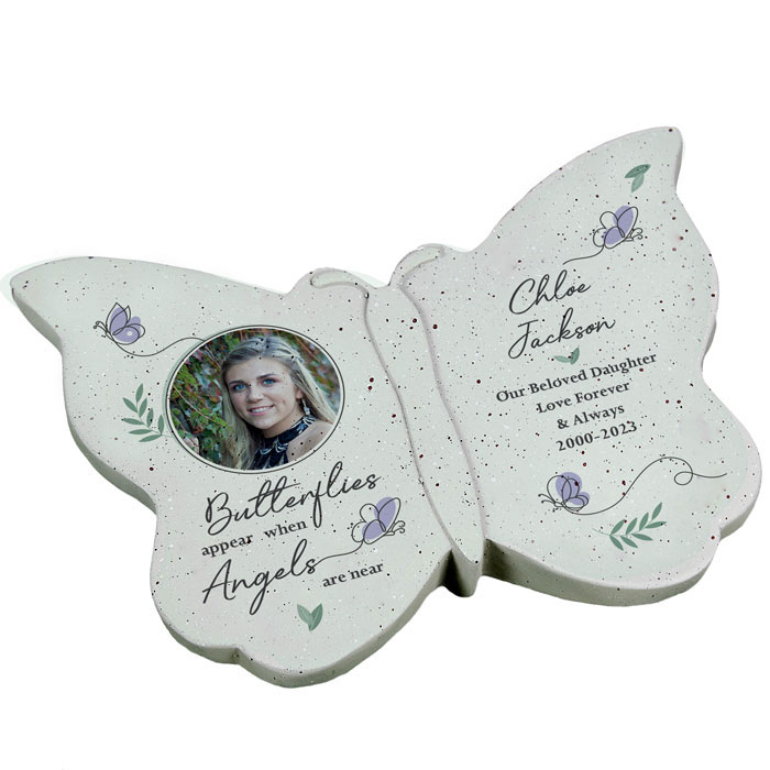 Personalised Butterflies Photo Memorial Resin Ornament