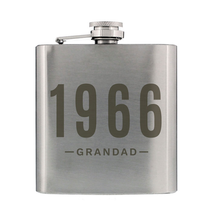 Personalised Year & Name Stainless Steel Hip Flask
