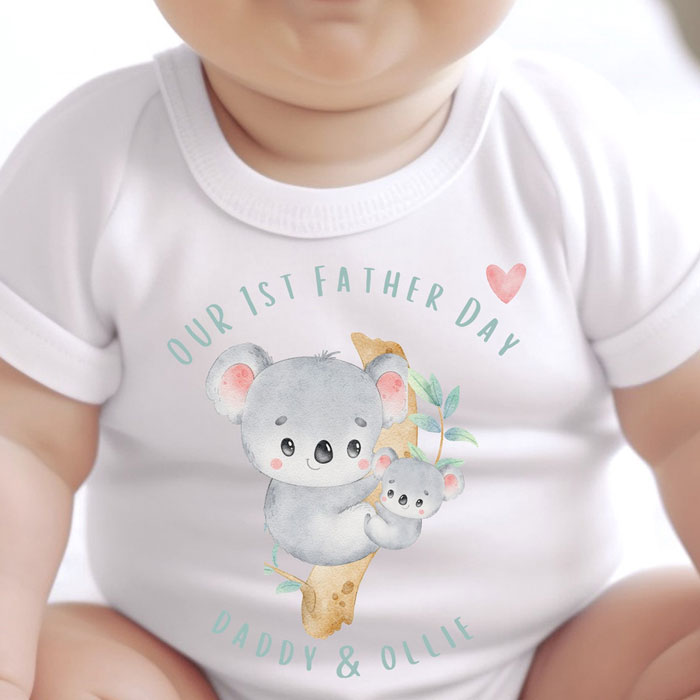 Personalised 1st Fathers Day Koala Baby Vest
