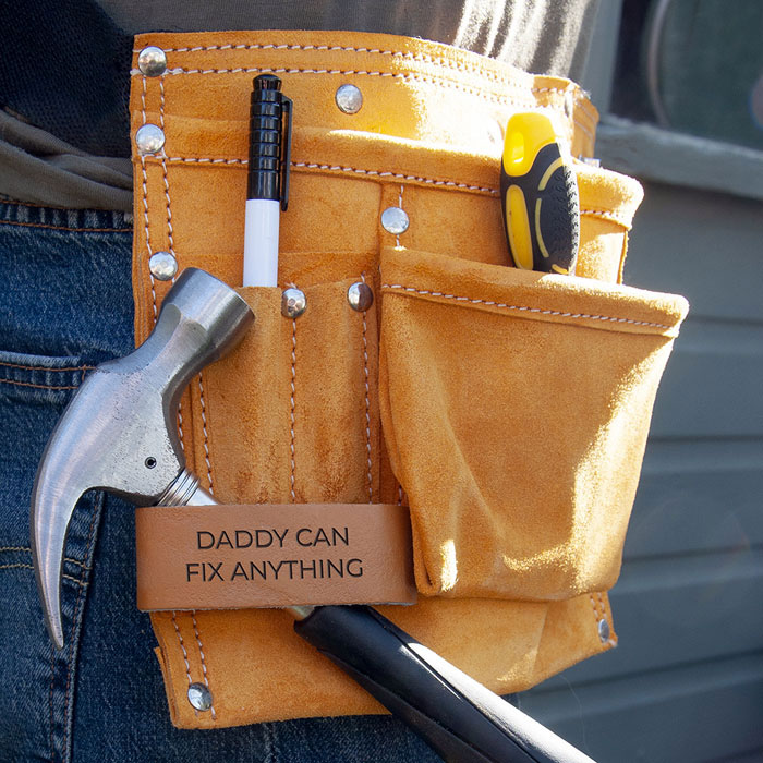 Personalised Dads Eleven Pocket Leather Tool Belt