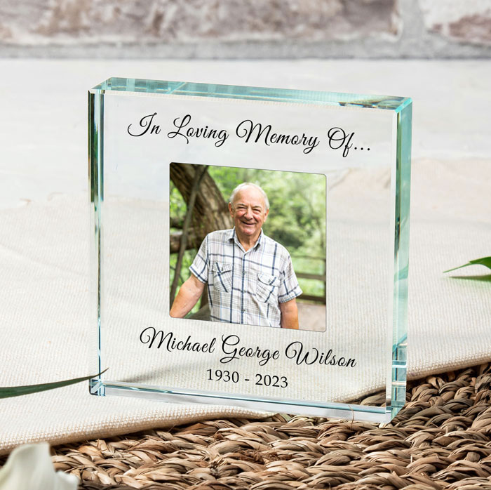 Personalised Glass In Loving Memory Memorial Photo Token