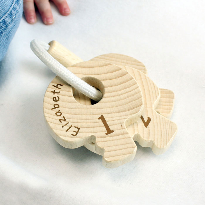 Personalised Name Only Wooden Keys Baby Toy