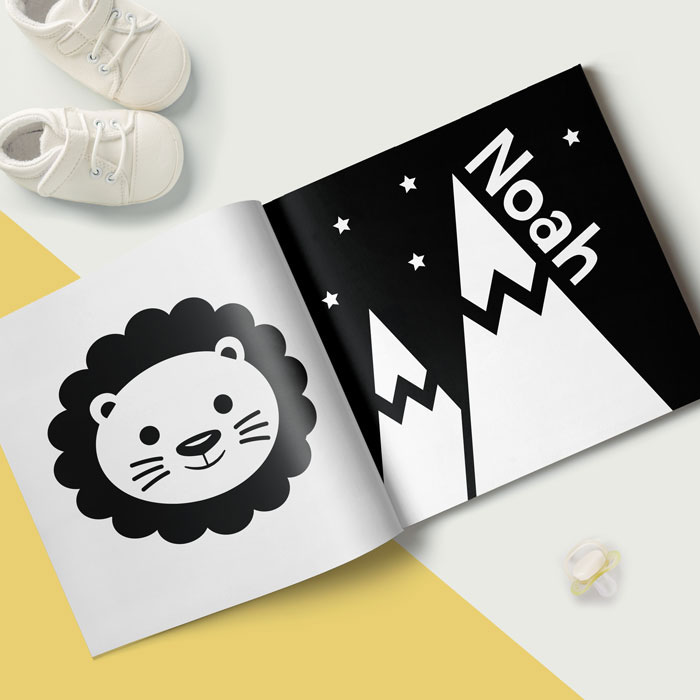 Personalised High Contrast Black and White Baby Book