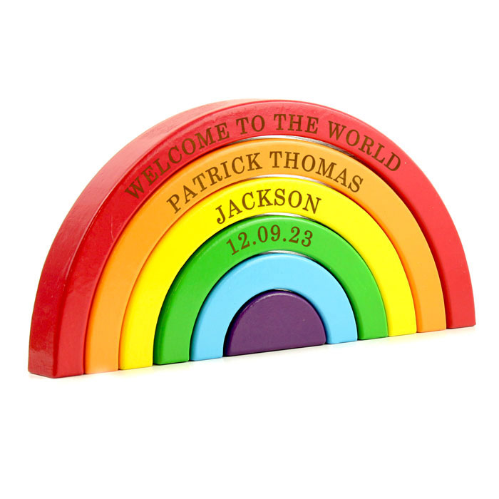 Personalised Wooden Rainbow Stacker Toddler Toy