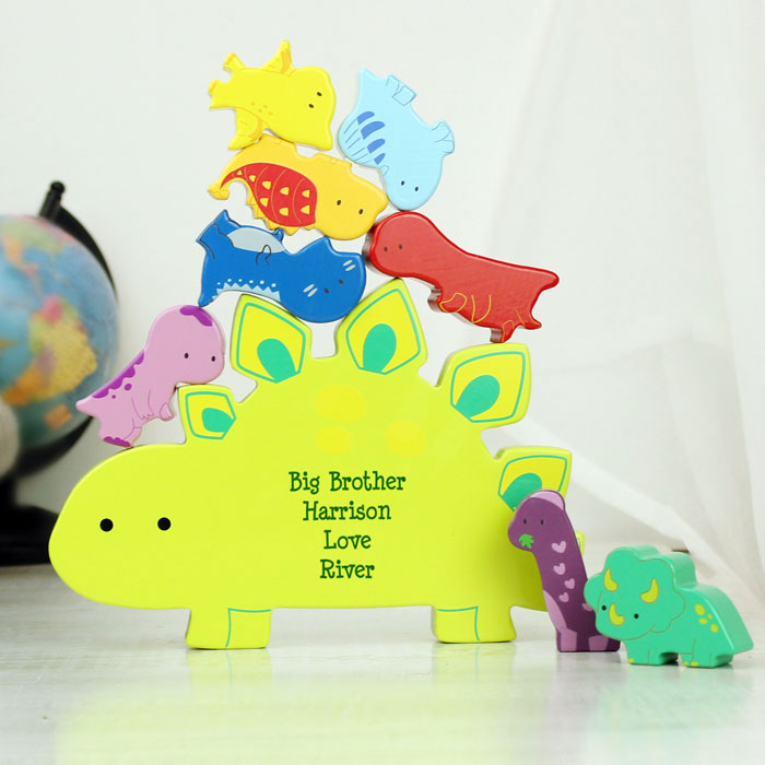 Personalised Free Text Wooden Dinosaur Stacking Toddler Toy