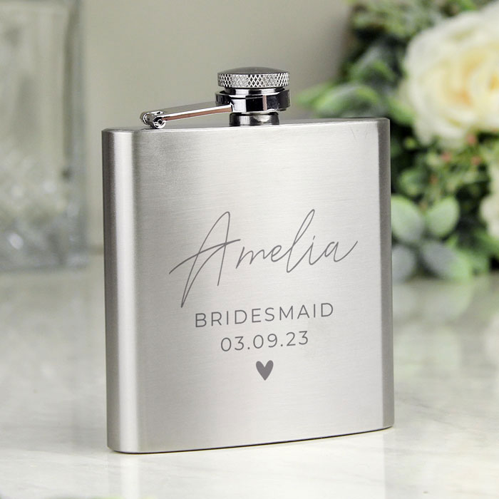 Personalised Any Text Wedding Party 6oz Hip Flask