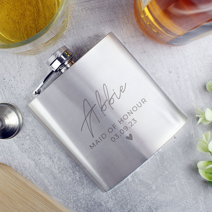 Personalised Any Text Wedding Party 6oz Hip Flask