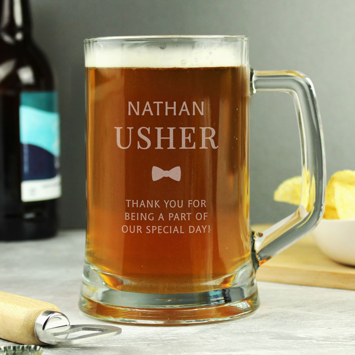 Personalised Usher Pint Glass Beer Tankard