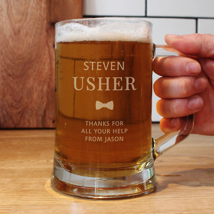 Personalised Usher Pint Glass Beer Tankard