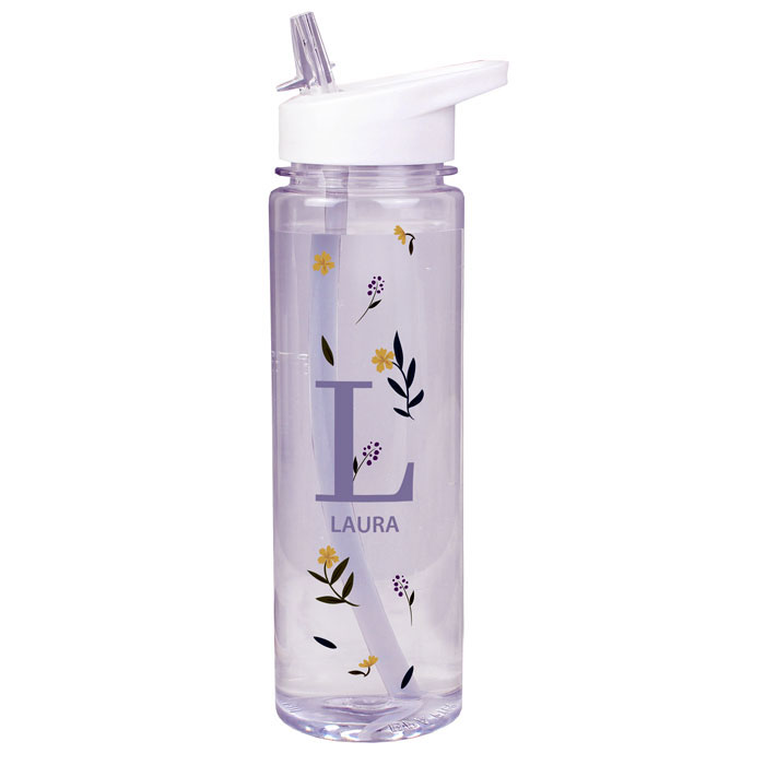 Personalised Floral Initial BPA Free Water Bottle