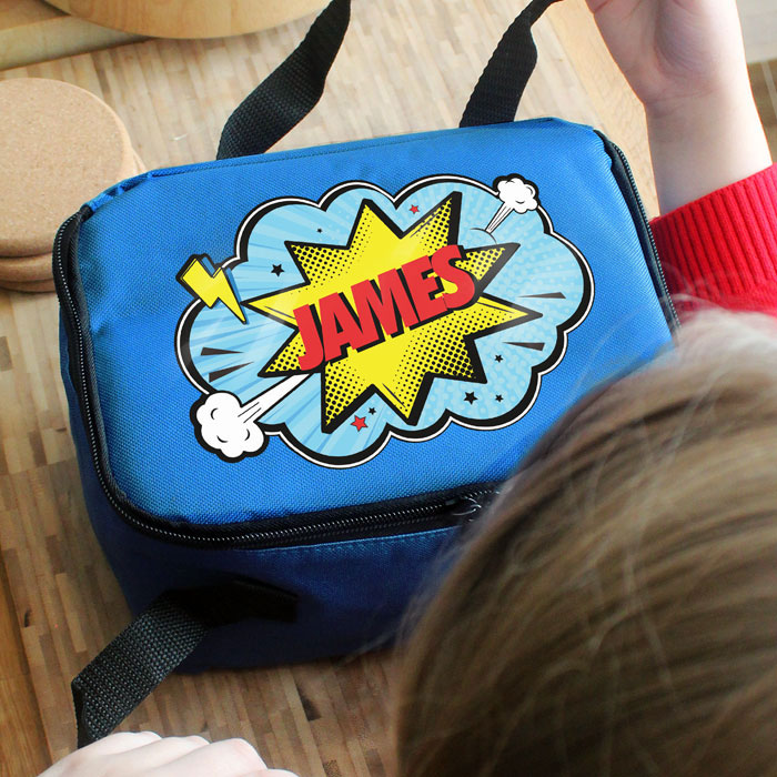 Personalised Superhero Blue Lunch Bag