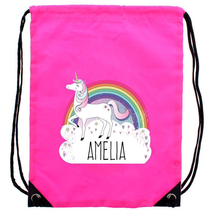 Personalised Unicorn Pink PE Kit Bag