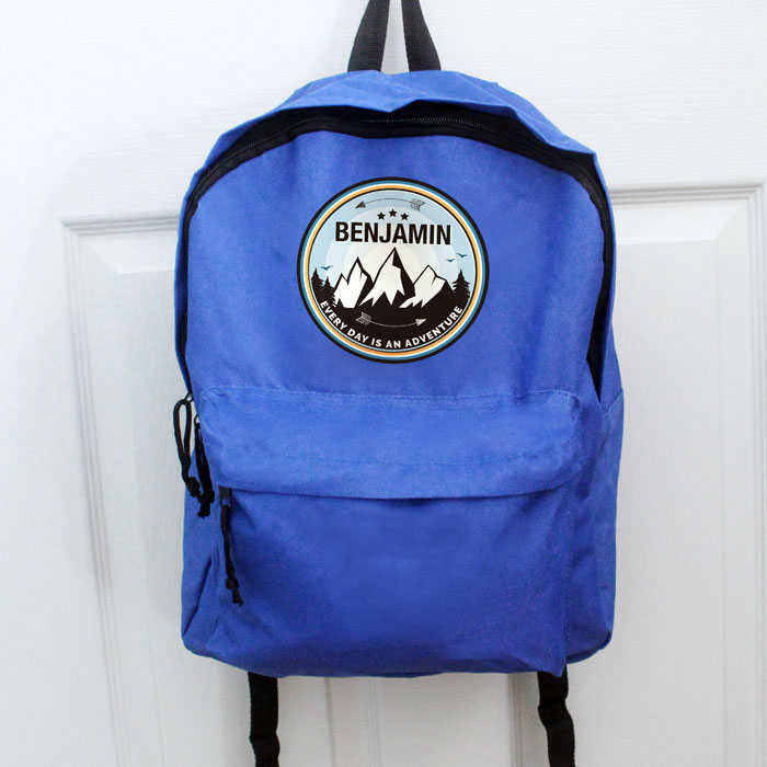 Kids Personalised Adventure Blue Backpack