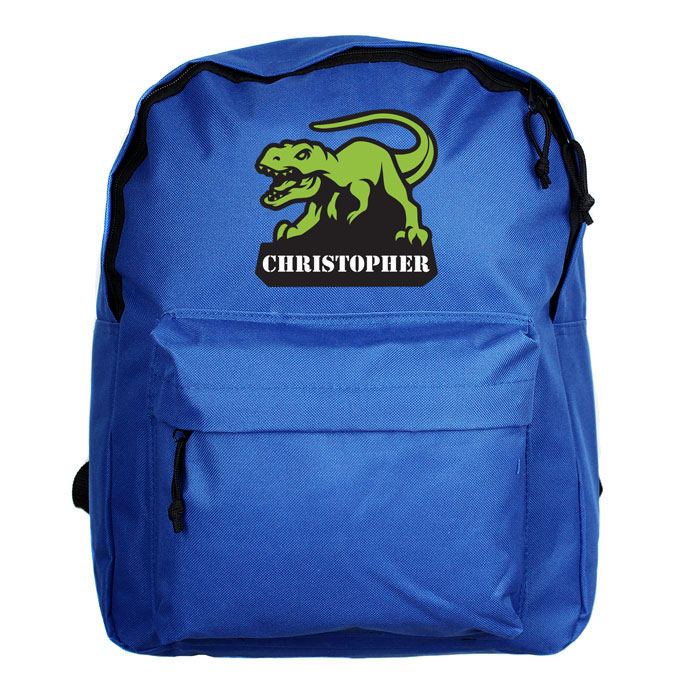 Personalised Kids Dinosaur Blue Backpack