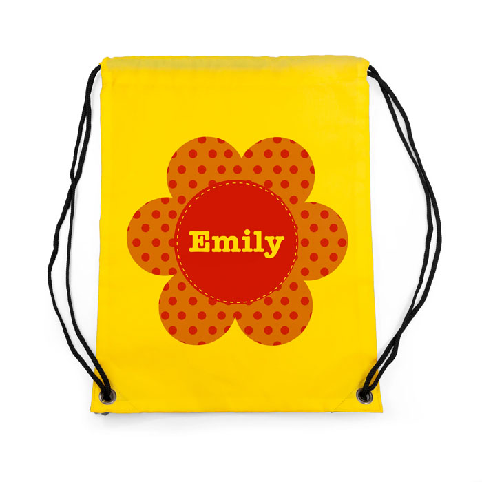 Girls Personalised Yellow Flower Waterproof Swim Bag