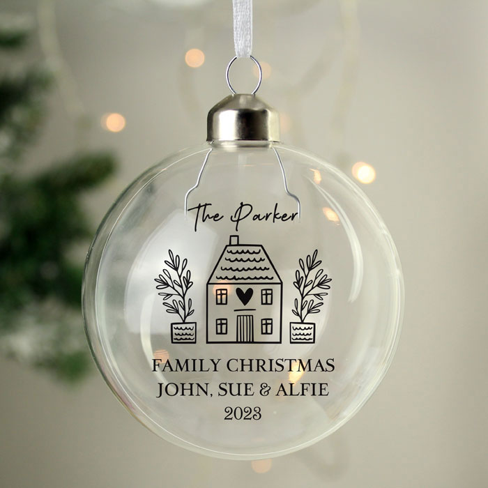 Personalised Home Glass Tree Bauble