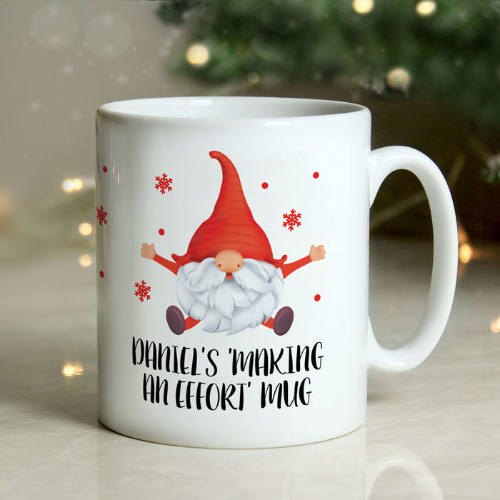Personalised Red Gonk Christmas Ceramic Mug