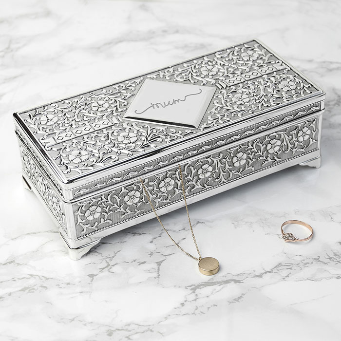 Personalised Silver Plated Jewellery Trinket Box