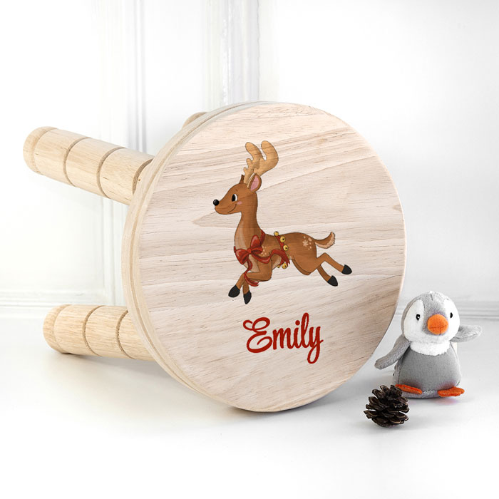 Personalised Christmas Reindeer Wooden Stool