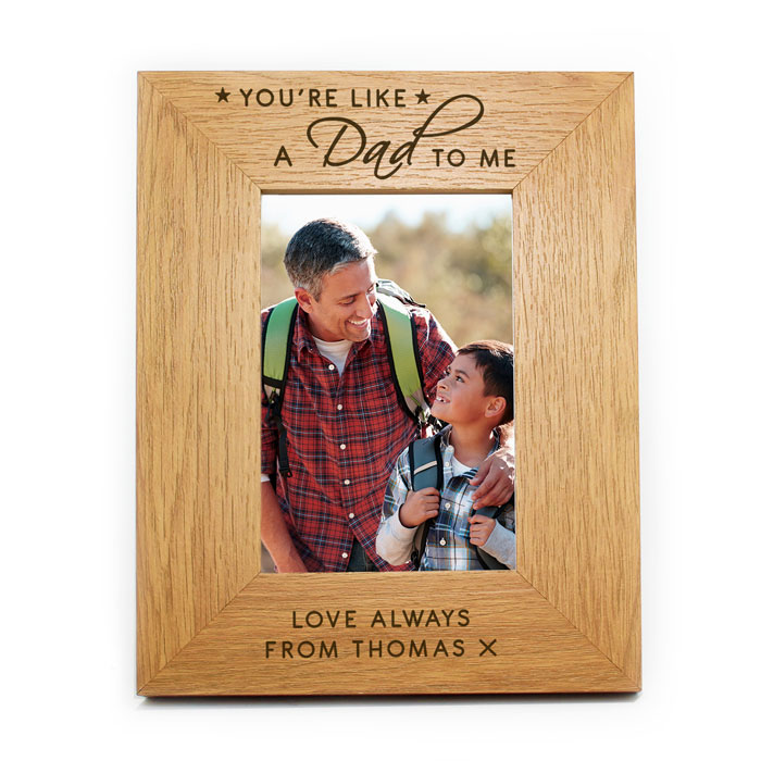 Personalised Like a Dad to Me 6x4 Oak Finish Photo Frame