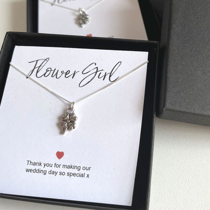 Flower Girl Necklace and Thank You Card
