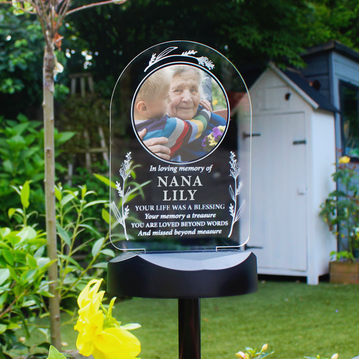 Personalised Memorial Photo Outdoor Solar Light Up Sign