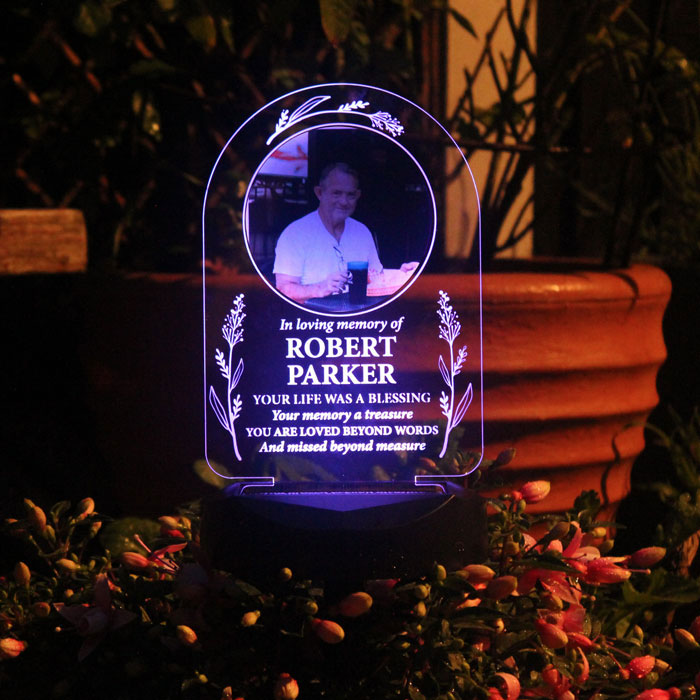 Personalised Memorial Photo Outdoor Solar Light Up Sign
