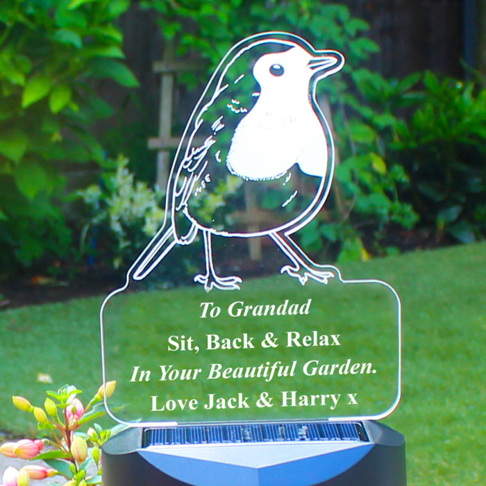 Personalised Robin Memorial Outdoor Solar Light Up Sign