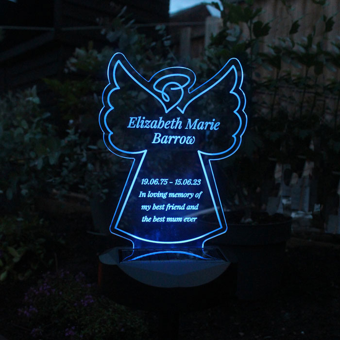 Personalised Angel Memorial Outdoor Solar Light Up Sign