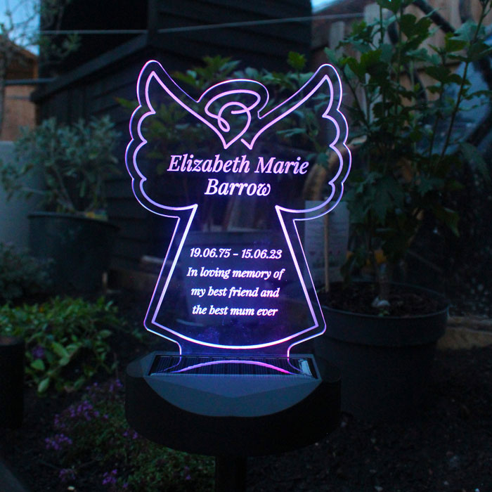 Personalised Angel Memorial Outdoor Solar Light Up Sign