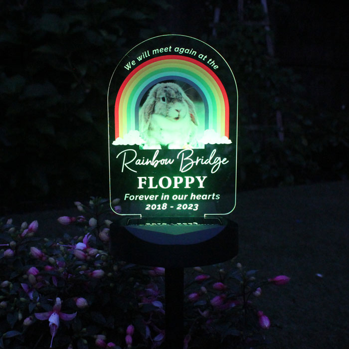 Personalised Rainbow Bridge Pet Memorial Light Up Plaque
